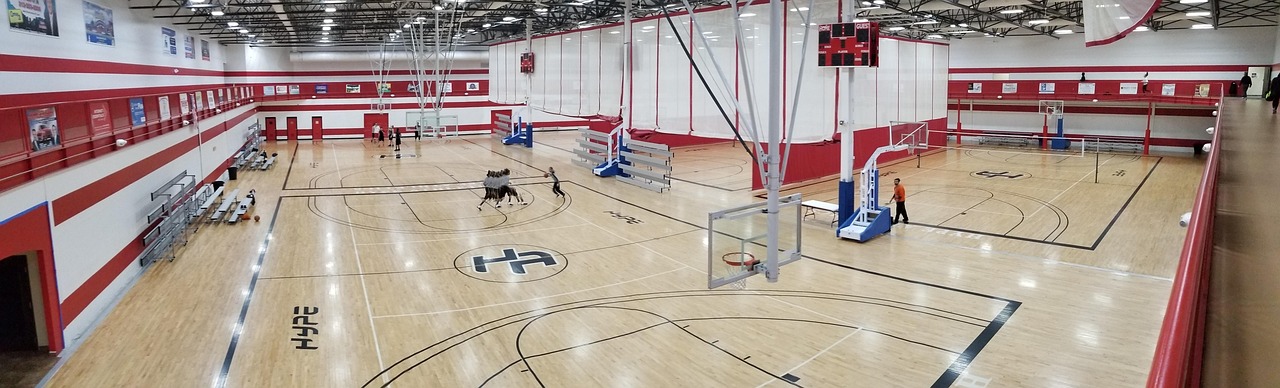 A bright indoor sports hall
