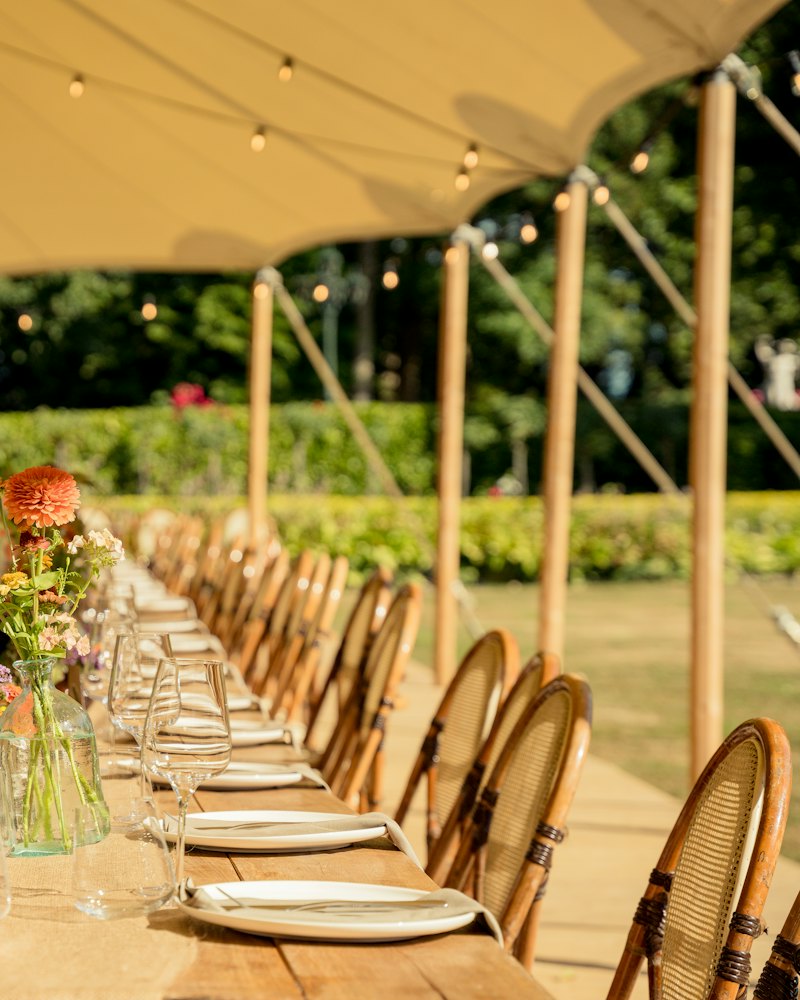 Tented reception at dusk